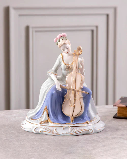 Home Studio | Antique-Inspired Porcelain Beauty – Victorian Lady Statue | Elegant Vintage Decor (25 cm)