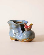 Home Studio | Birds on a Boot – Blue Ceramic Multipurpose Pot | Quirky Decorative Accent