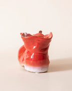 Home Studio | Birds on a Boot – Red Ceramic Multipurpose Pot | Whimsical Decorative Showpiece