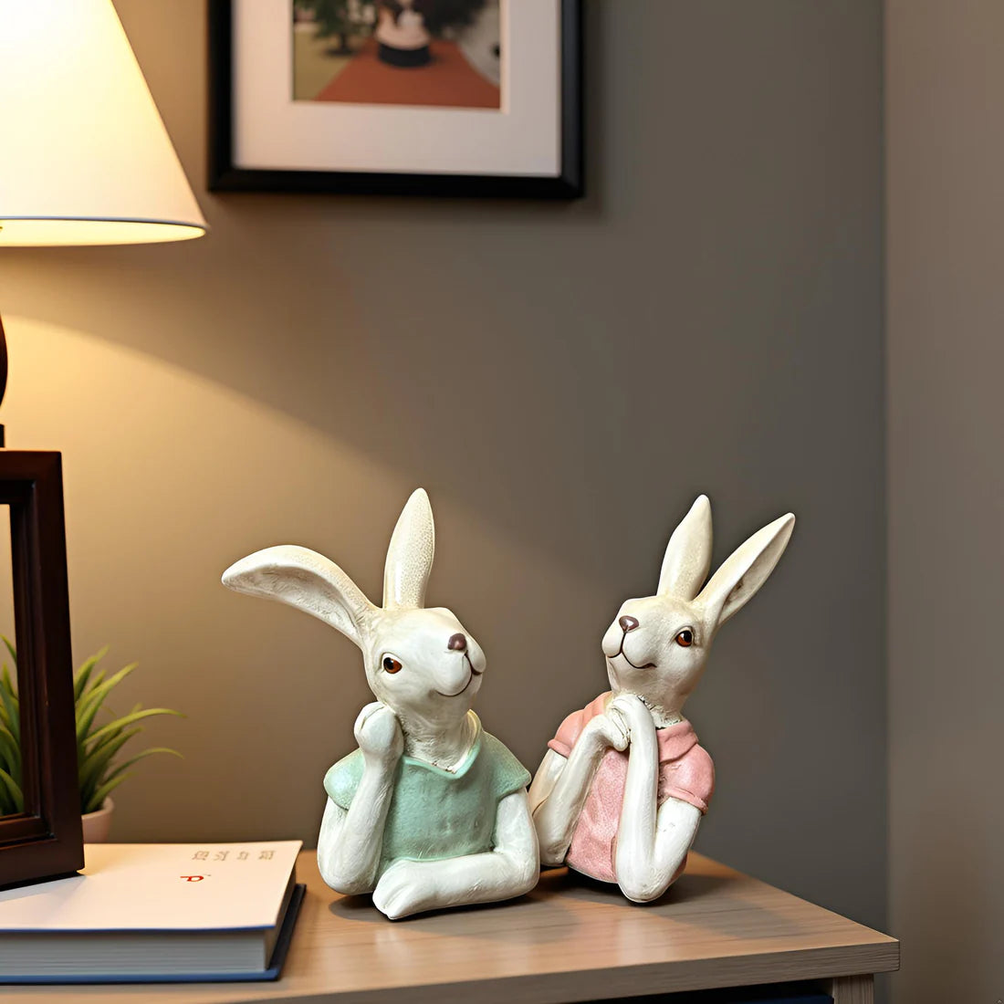 Home Studio | The Blush Bunnies: Rabbit Family Figurine Set – Decorative Item