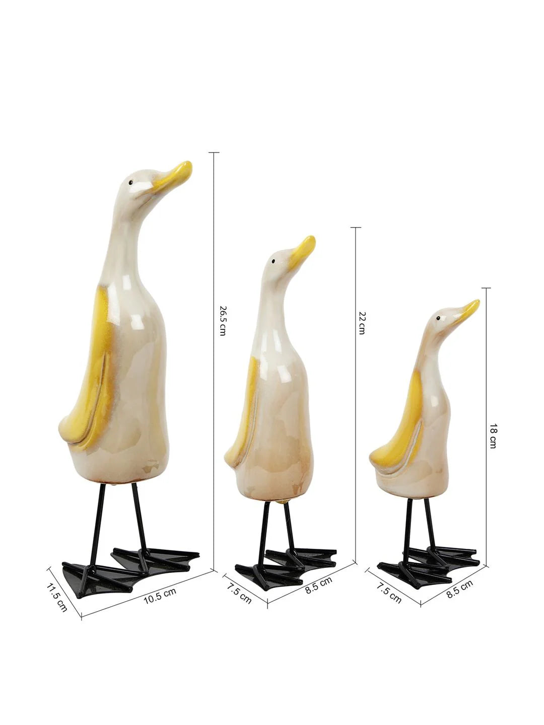 Home Studio | The Happy Duck Family – Set of 3 Ceramic Figurines | Quirky & Charming Home Decor