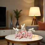 Home Studio | The Blush Bunnies: Rabbit Family Figurine Set – Decorative Item