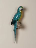 Home Studio | Indigo The Parrot Figurine | Vibrant Decorative Bird with Perch