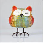 Home Studio Whimsy Owl Buddies – Set of 3 Ceramic & Metal Figurines | Playful & Quirky Home Decor