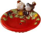Home Studio | Lovebirds on Bloom – Handcrafted Ceramic Decorative Dish (Red, 13 cm)