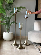 Rustic Gold & Crystal Floor Candelabra (103cm) Decorative Candel Holder By Home Studio