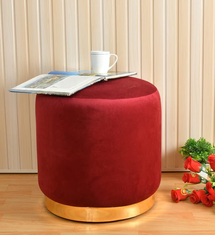 Velvet Ottoman Pouffe Stool for Living Room – 16x16x18 Inch Pouffe for Sitting, Footrest, Dressing Table & Home Decor