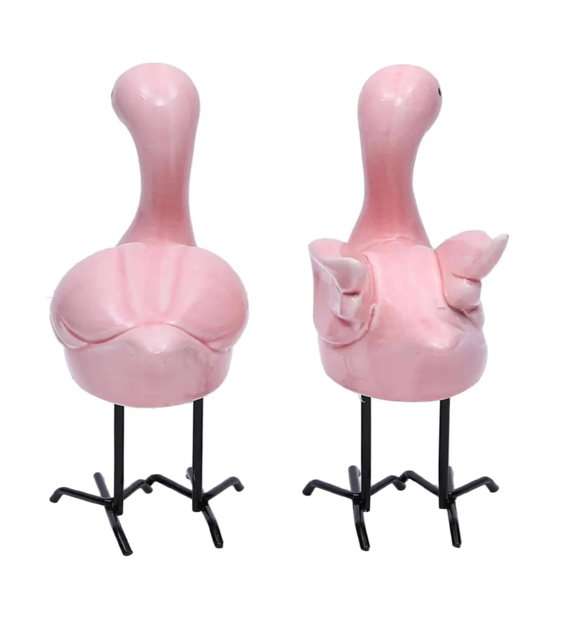 Home Studio | Pretty In Pink Flamingo Pair – Set of 2 Garden Figurines | Quirky Outdoor Decor