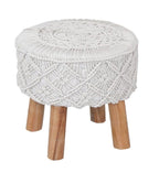 Hand-Knitted Ottoman Pouffe – 15x15 Inch Puffy Stool for Living Room, Dressing Table, Home Decor & Footrest- Home Studio