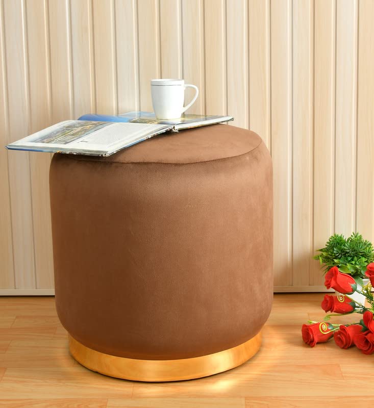 Velvet Ottoman Pouffe Stool for Living Room – 16x16x18 Inch Pouffe for Sitting, Footrest, Dressing Table & Home Decor