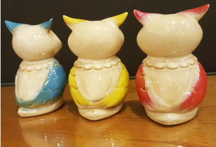 Home Studio The Wise Owls – Set of 3 Quirky & Cute Ceramic Figurines | Playful & Decorative Home Accent