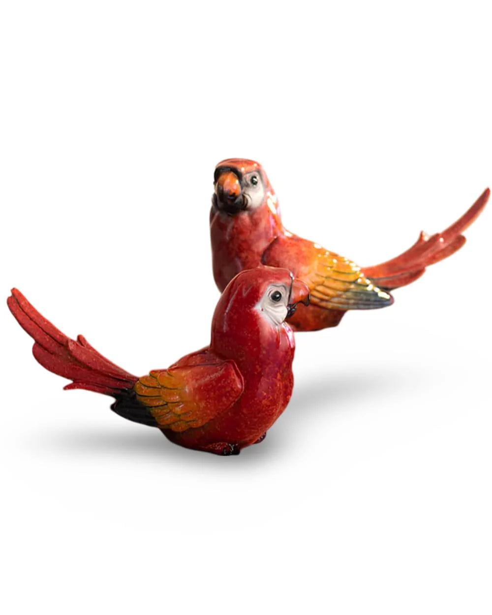 Home Studio | Scarlet The Parrot Pair – Vibrant Decorative Figurines | Playful Tropical Bird Decor