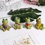 Home Studio | Froggy Friends Squad – Set of 4 Adorable Frog Figurines | Whimsical Decor for Home & Garden
