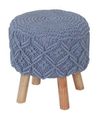 Hand-Knitted Ottoman Pouffe – 15x15 Inch Puffy Stool for Living Room, Dressing Table, Home Decor & Footrest- Home Studio