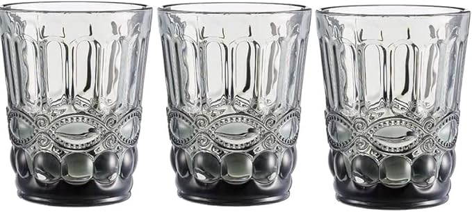Ash Grey Textured Glass Set – Set of 4 Stylish Tumblers for Dining & Entertaining by Home Studio