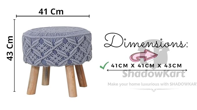 Hand-Knitted Ottoman Pouffe – 15x15 Inch Puffy Stool for Living Room, Dressing Table, Home Decor & Footrest- Home Studio