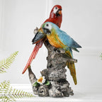 Home Studio | Elegant Parrot Figurine Pair – Tropical Tabletop & Balcony Decor | Resin Decorative Birds