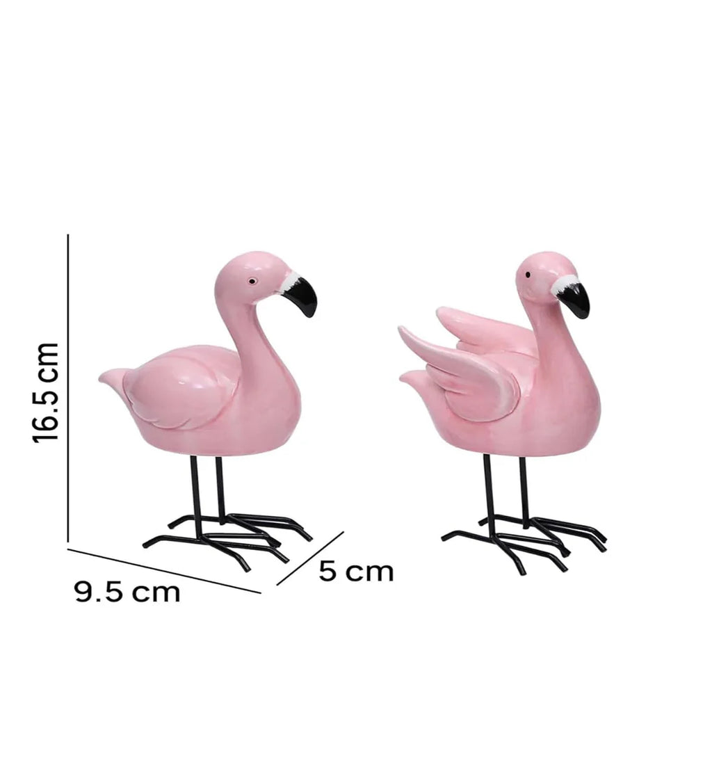 Home Studio | Pretty In Pink Flamingo Pair – Set of 2 Garden Figurines | Quirky Outdoor Decor