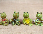 Home Studio | Froggy Friends Squad – Set of 4 Adorable Frog Figurines | Whimsical Decor for Home & Garden