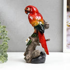 Home Studio | Elegant Parrot Figurine on Branch – Medium Tabletop Accent | Tropical Decorative Sculpture