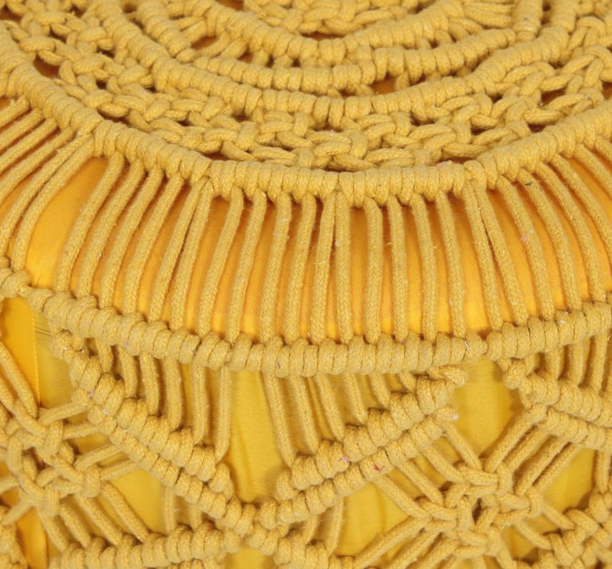 Hand-Knitted Ottoman Pouffe – 15x15 Inch Puffy Stool for Living Room, Dressing Table, Home Decor & Footrest- Home Studio