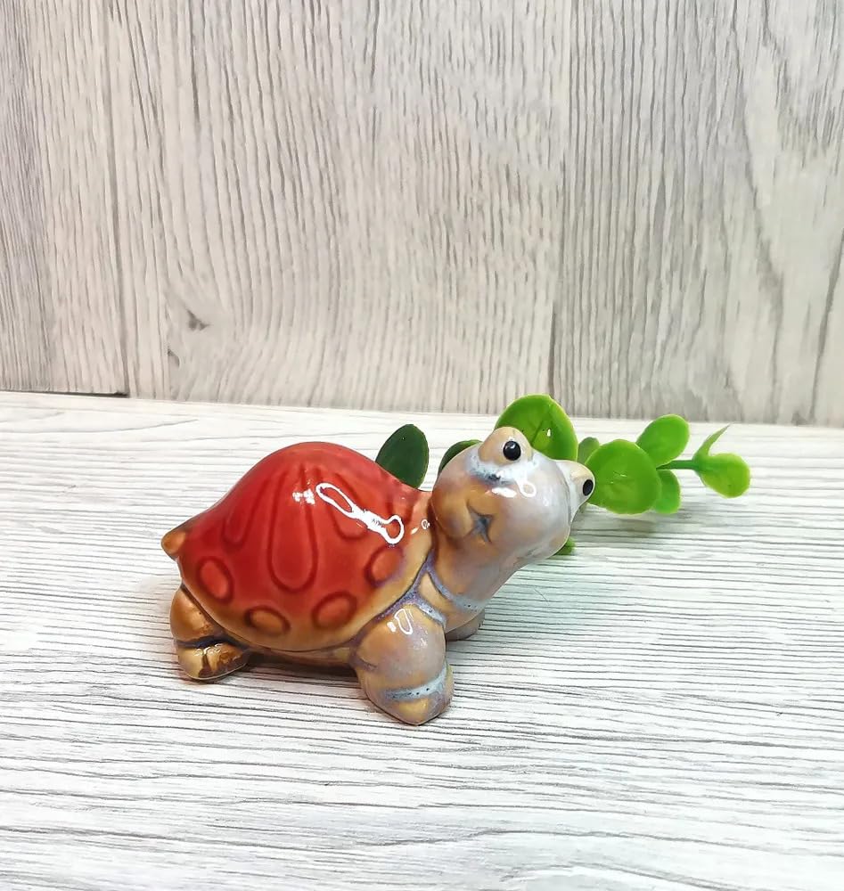 Home Studio | Handcrafted Ceramic Turtles – Set of 4 Colorful Figurines | Miniature Animal Decor