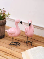 Home Studio | Pretty In Pink Flamingo Pair – Set of 2 Garden Figurines | Quirky Outdoor Decor