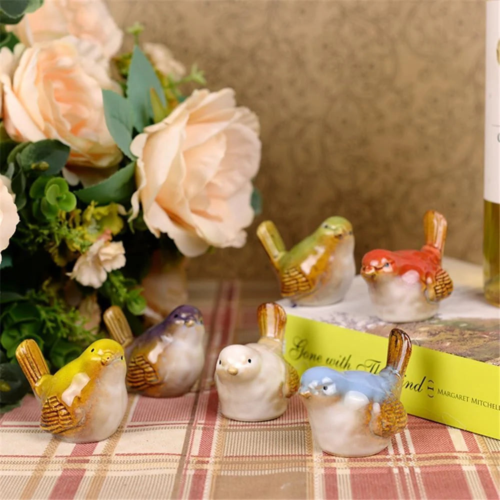 Home Studio | Seasonal Ceramic Songbirds – Set of 6 Figurines | Whimsical Year-Round Decor