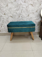 Home Studio Round Pouffe Puffy Ottoman Stool | Upholstered Foot Rest for Living Room, Office & Home Decor (Aqua)