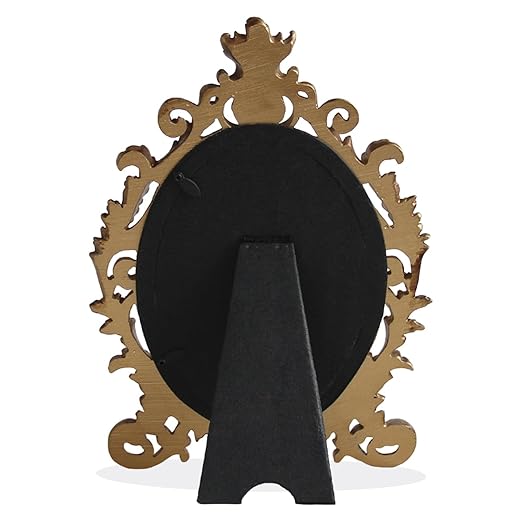 Elegant Leaf Vector Design Resin Vintage Table Photo Frame 4x6 Inch Photo, Designer Frames Perfect for Home Decor, Unique Gift Idea, Durable, Birthday, Wedding, Return Gift - Royal Gold