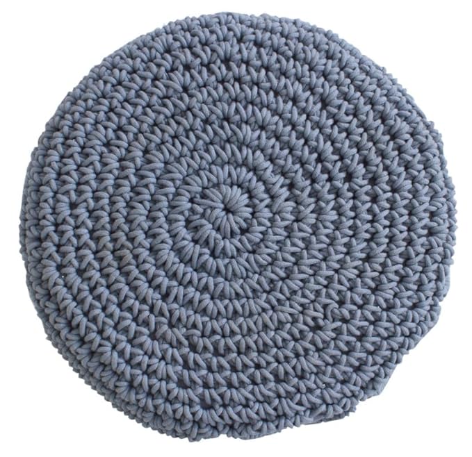 Hand-Knitted Ottoman Pouffe – 15x15 Inch Puffy Stool for Living Room, Dressing Table, Home Decor & Footrest- Home Studio