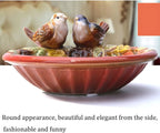 Home Studio | Lovebirds on Bloom – Handcrafted Ceramic Decorative Dish (Red, 13 cm)