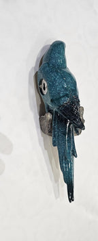 Home Studio | Indigo The Parrot Figurine | Vibrant Decorative Bird with Perch