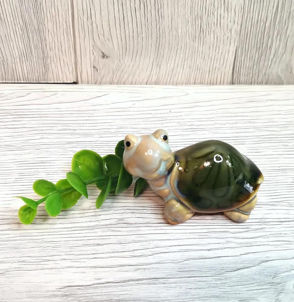Home Studio | Handcrafted Ceramic Turtles – Set of 4 Colorful Figurines | Miniature Animal Decor
