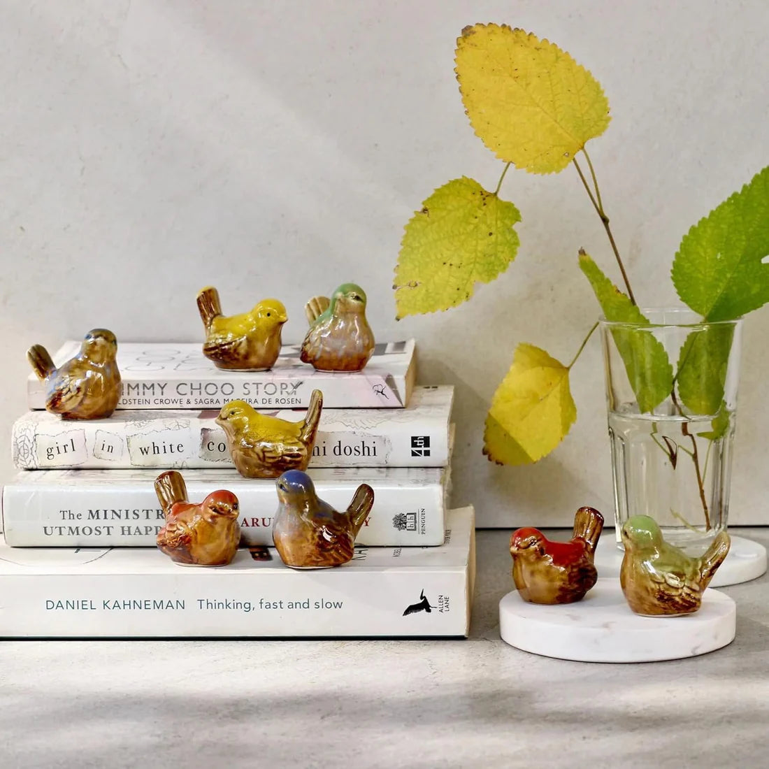 Home Studio | Seasonal Ceramic Songbirds – Set of 6 Figurines | Whimsical Year-Round Decor