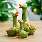 Home Studio The Happy Duck Family – Set of 3 Ceramic Figurines | Quirky & Charming Home Decor