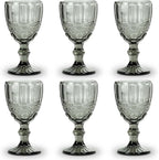 Grey Blackish Stem Glasses – Set of 6 Elegant Painted Glass Goblets by Home Studio