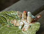 Home Studio | Leafy Ceramic Bird Bowl – Handcrafted Decorative Dish with Floral Detailing (18.5 cm)