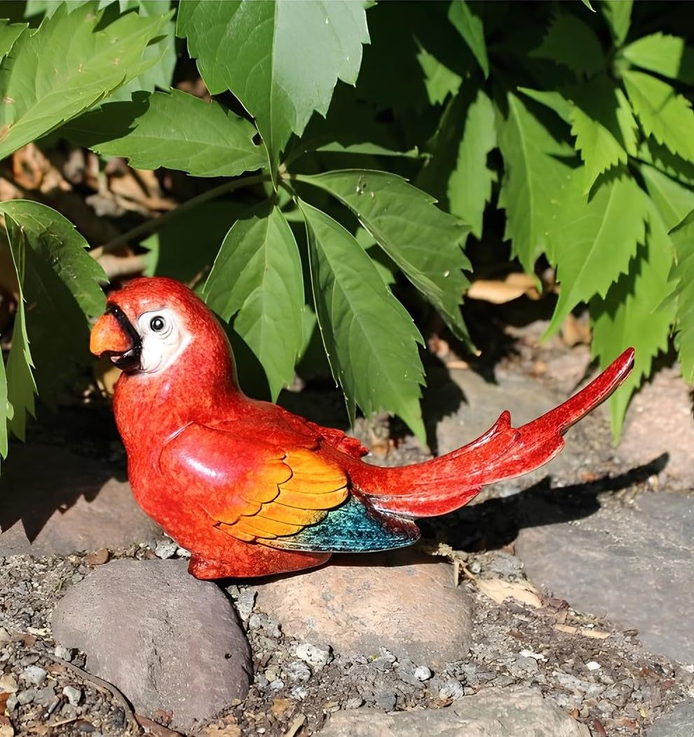 Home Studio | Scarlet The Parrot Pair – Vibrant Decorative Figurines | Playful Tropical Bird Decor