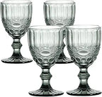 Grey Blackish Stem Glasses – Set of 6 Elegant Painted Glass Goblets by Home Studio