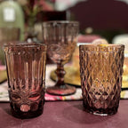 Vintage Pink Textured Water Glasses – Set of 4 Eco-Friendly Drinkware for Everyday & Special Occasions by Home Studio