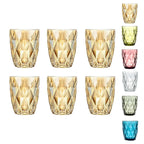 Golden Diamond Drinking Glasses – Set of 6 Vintage Embossed Tumblers for Water, Cocktails, and Beverages Home Studio