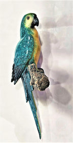 Home Studio | Indigo The Parrot Figurine | Vibrant Decorative Bird with Perch