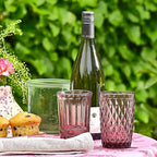 Vintage Pink Textured Water Glasses – Set of 4 Eco-Friendly Drinkware for Everyday & Special Occasions by Home Studio