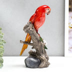 Home Studio | Elegant Parrot Figurine on Branch – Medium Tabletop Accent | Tropical Decorative Sculpture