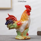 Home Studio | Ceramic Rooster & Hen Figurine Set – 2 Pieces Large | Hand-Painted Rustic Farmhouse Decor