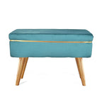 Home Studio Round Pouffe Puffy Ottoman Stool | Upholstered Foot Rest for Living Room, Office & Home Decor (Aqua)