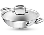 Wonder Wok Triply Stainless Steel Kadai with Stainless Steel Lid 2.6 litres Capacity (24 cm Diameter) Silver (Induction and Gas Stove Friendly)