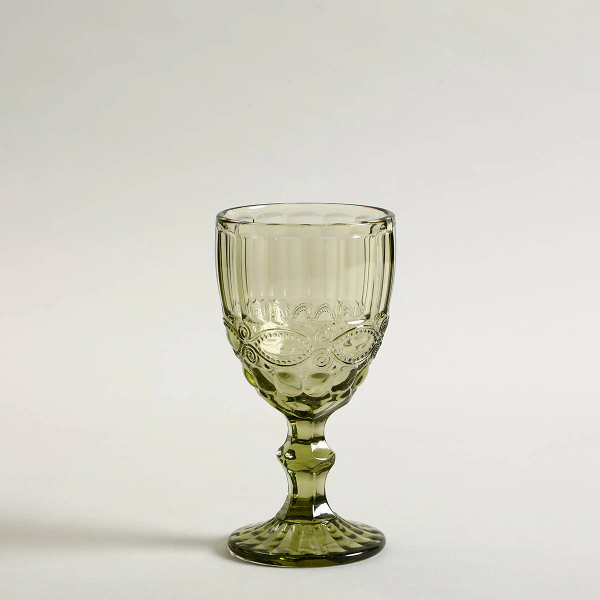 Ella Green Stem Glasses – Set of 6 Elegant Painted Glass Goblets by Home Studio