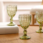 Ella Green Stem Glasses – Set of 6 Elegant Painted Glass Goblets by Home Studio